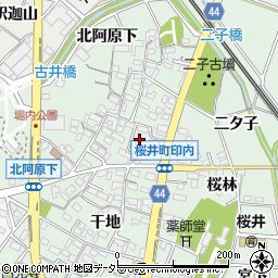 愛知県安城市桜井町印内南分52周辺の地図