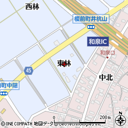 愛知県安城市榎前町東林周辺の地図