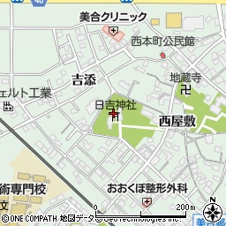 愛知県岡崎市美合町周辺の地図