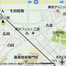 愛知県岡崎市美合町山道周辺の地図