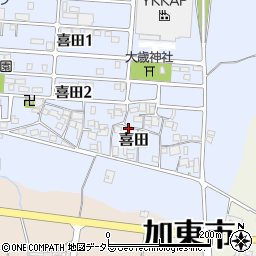 兵庫県加東市喜田周辺の地図