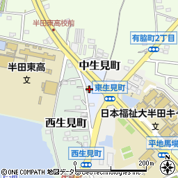 愛知県半田市中生見町8周辺の地図