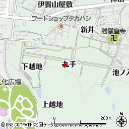 愛知県岡崎市保母町（九手）周辺の地図