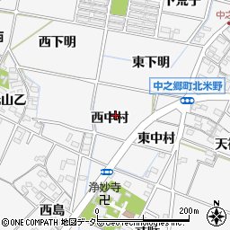 愛知県岡崎市中之郷町周辺の地図