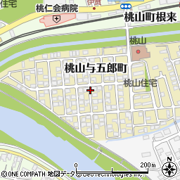 京都府京都市伏見区桃山与五郎町周辺の地図