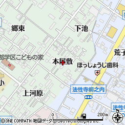 愛知県岡崎市赤渋町本屋敷周辺の地図