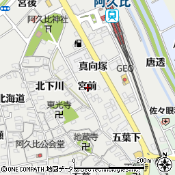 愛知県知多郡阿久比町阿久比宮前周辺の地図