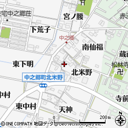 愛知県岡崎市中之郷町北米野10周辺の地図