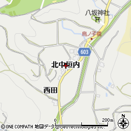兵庫県川辺郡猪名川町下阿古谷北中垣内周辺の地図