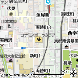 タイムズコナミスポーツクラブ伏見駐車場周辺の地図