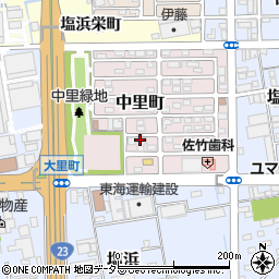 三重県四日市市中里町周辺の地図