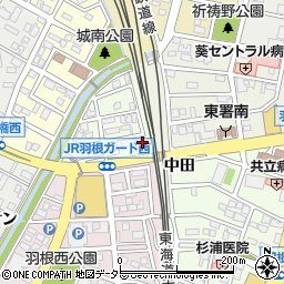 愛知県岡崎市羽根町中田周辺の地図