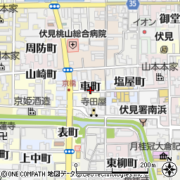 京都府京都市伏見区車町周辺の地図