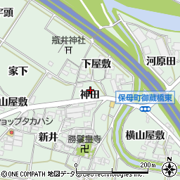 愛知県岡崎市保母町神田周辺の地図