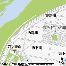 愛知県岡崎市中之郷町西新田周辺の地図