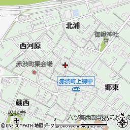 愛知県岡崎市赤渋町（上郷中）周辺の地図