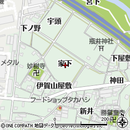 愛知県岡崎市保母町家下周辺の地図