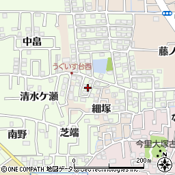 京都府長岡京市うぐいす台57-2周辺の地図