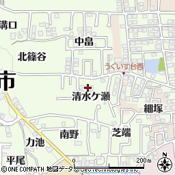 京都府長岡京市長法寺（清水ケ瀬）周辺の地図