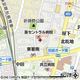 愛知県岡崎市中田町周辺の地図