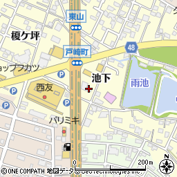 愛知県岡崎市戸崎町池下周辺の地図