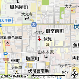 京都府京都市伏見区伯耆町周辺の地図