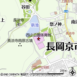 長岡京市西山公園体育館周辺の地図