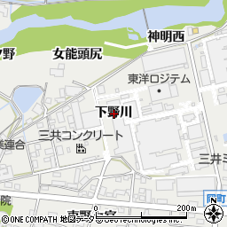 愛知県岡崎市岡町下野川周辺の地図