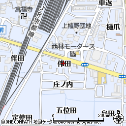 京都府向日市上植野町伴田周辺の地図