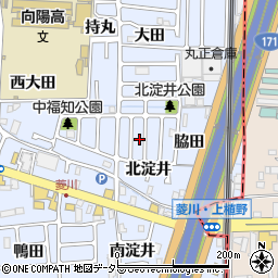 京都府向日市上植野町（北淀井）周辺の地図