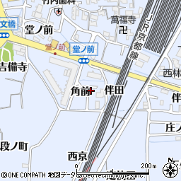京都府向日市上植野町角前周辺の地図
