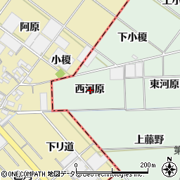 愛知県岡崎市下佐々木町西河原周辺の地図