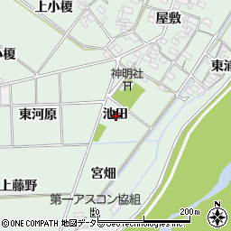 愛知県岡崎市下佐々木町池田周辺の地図