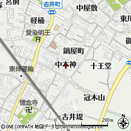 愛知県安城市古井町（中本神）周辺の地図