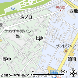 愛知県岡崎市赤渋町上池周辺の地図