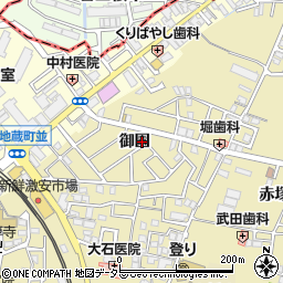 京都府宇治市木幡御園周辺の地図