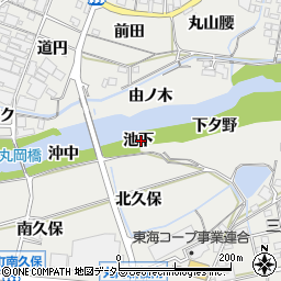 愛知県岡崎市岡町池下周辺の地図