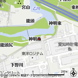 愛知県岡崎市岡町神明西周辺の地図