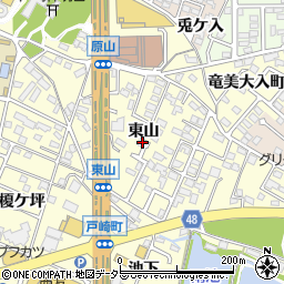 愛知県岡崎市戸崎町東山周辺の地図