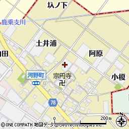 愛知県安城市河野町周辺の地図