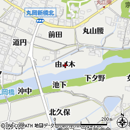 愛知県岡崎市丸山町由ノ木周辺の地図