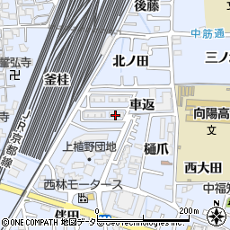 京都府向日市上植野町車返周辺の地図
