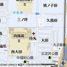 京都府向日市上植野町持丸周辺の地図