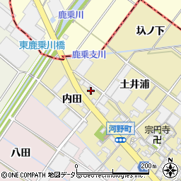 愛知県安城市河野町内田13周辺の地図