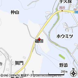 愛知県新城市須長越田周辺の地図