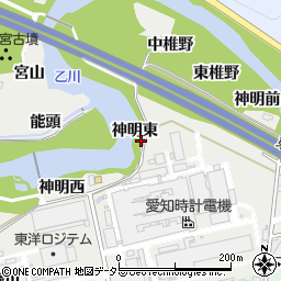 愛知県岡崎市岡町神明東周辺の地図