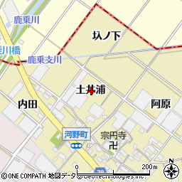 愛知県安城市河野町土井浦周辺の地図