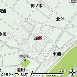 愛知県岡崎市下佐々木町屋敷周辺の地図