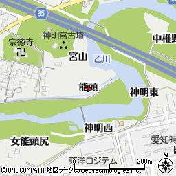 愛知県岡崎市丸山町能頭周辺の地図