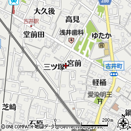 愛知県安城市古井町宮前16周辺の地図